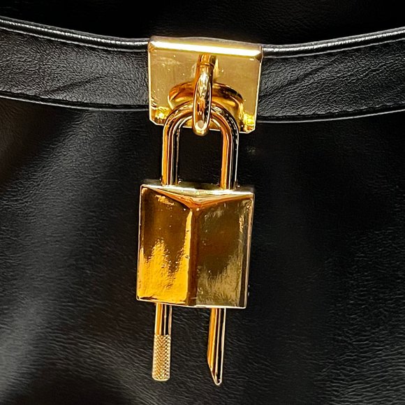 New Black Lock Fold Over Chunky Heel Knee High Boots - Picture 4 of 5